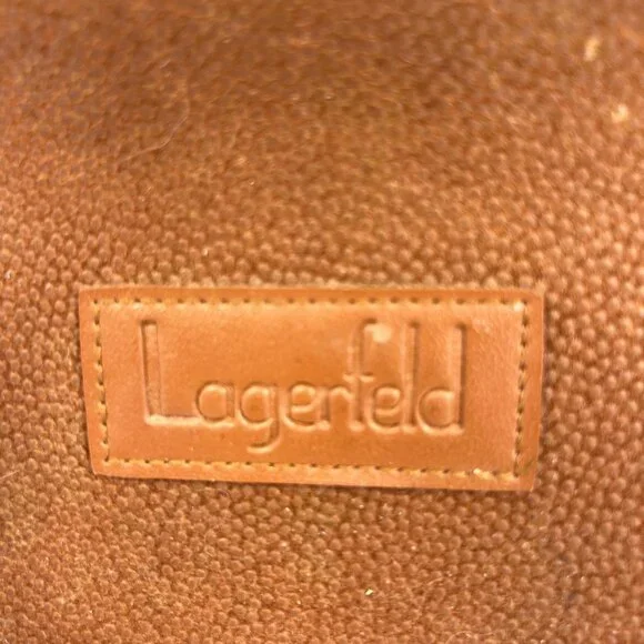 Lagerfeld Brown Leather Toiletry Bag Men's Travel Dopp Kit Zip Pouch Vintage - Picture 6 of 7